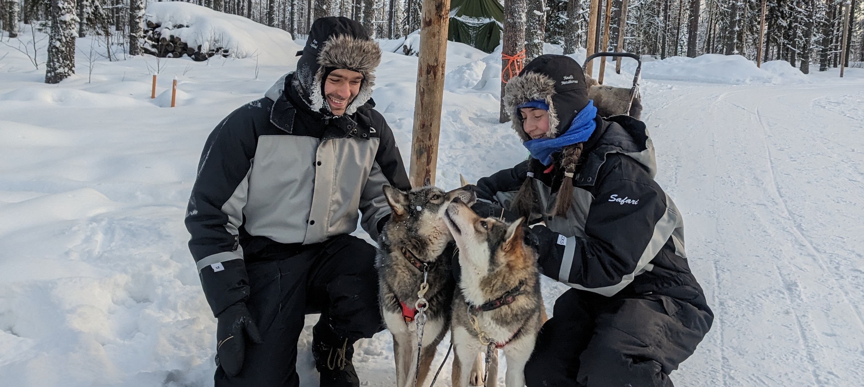 Maryse and Louis from Find a Journey with huskies